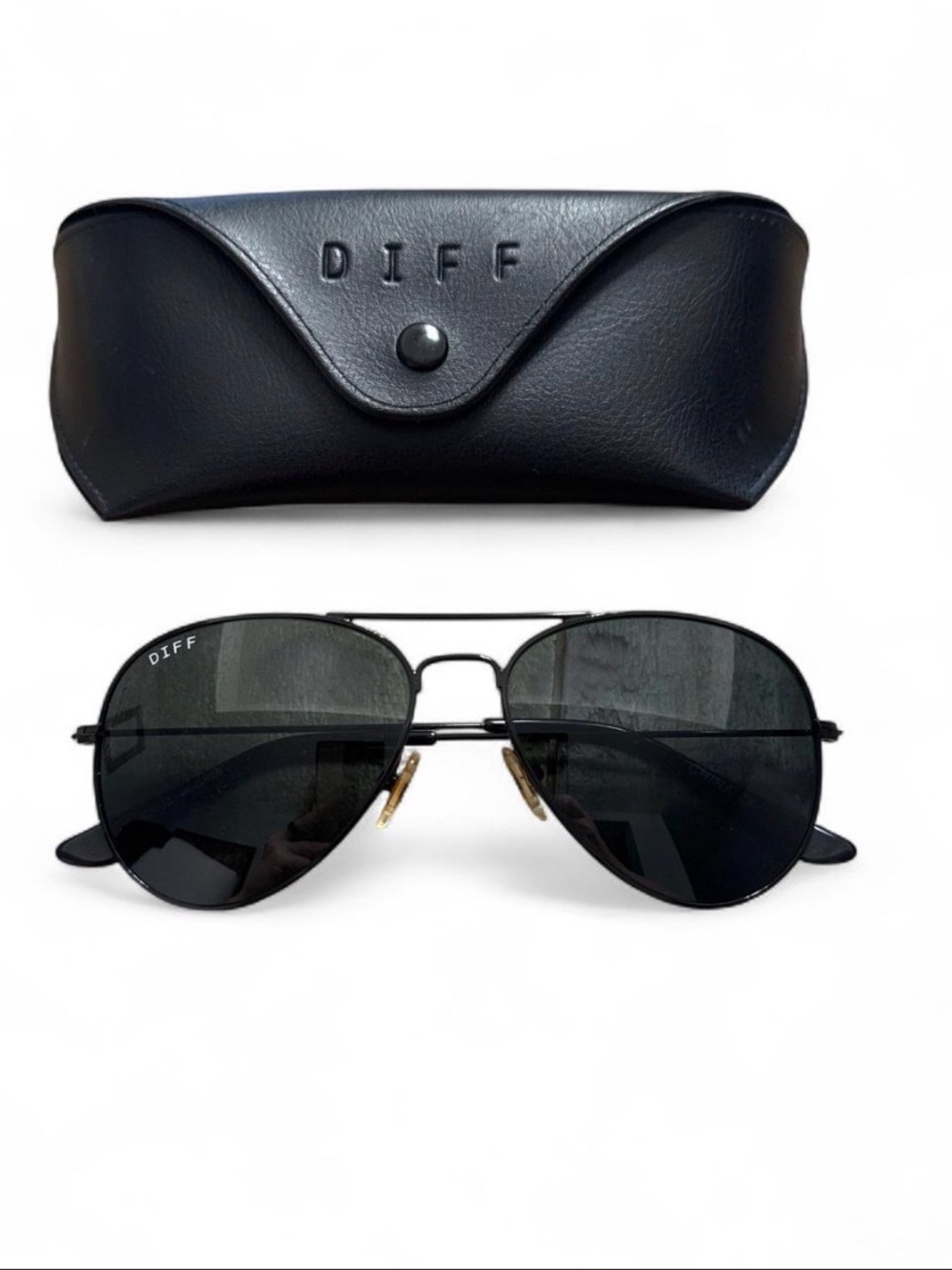 DIFF Eyewear Cruz Aviator Black Sunglasses Case included